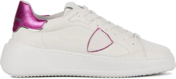 Philippe Model Sneakers Dames - Lage sneakers / Damesschoenen - Leer - New temple - Wit roze