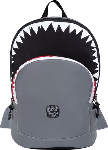 Pick & Pack Rugzak Haai - Shark reflecterend kinderrugzak - maat M visible grey