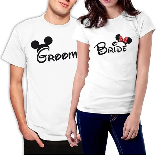 PicOnTshirt - Teetalks Series - T-Shirt Dames - T-Shirt Heren - T-Shirt Met Print- Valentijn- Valentijns cadeaus - Bride & Groom Bijpassende T-Shirts