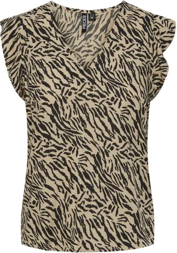 Pieces Top Pcnya Sl V-neck Top Bc 17147804 White Pepper/animal Dames
