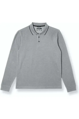 Pierre Cardin Modern Fit Poloshirt lange mouw grijs, Effen