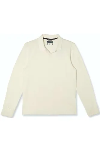 Pierre Cardin Modern Fit Poloshirt lange mouw wit, Effen
