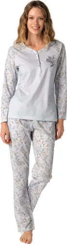 Pijadore - Grote Maten Dames Pyjama Set, Lange Mouwen, Blauw - 4XL