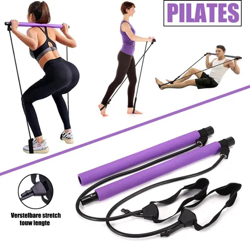 Pilates stick - Pilates Bar - Weerstandsband - Resistance band - Fitness elastiek - Fitness krachttraining - Fitness - Pilates - Binnen - Buiten - Ful...