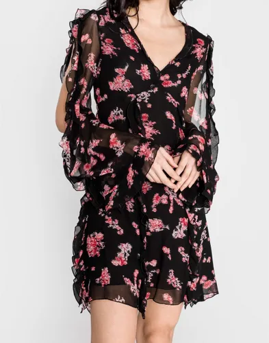 Pinko • zwarte jurk met roze bloemen •