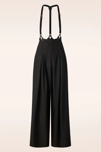 Pinstripe Suspender Wide Leg broek in zwart