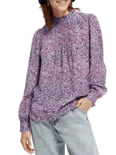 Pintuck blouse with ruffle collar - Maat 42 - Multicolor - Vrouw - Shirt - Scotch & Soda
