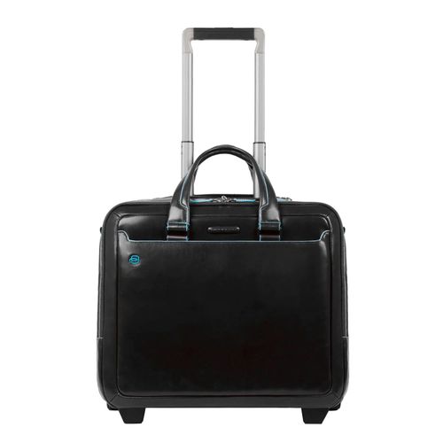 Piquadro Black Square Briefcase with wheels 2 compartments black Trolley