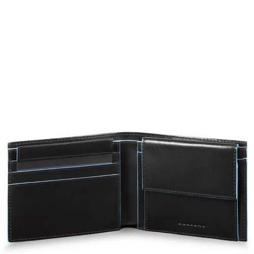 Piquadro Blue Square Men&apos;s Wallet With Coin Case Black
