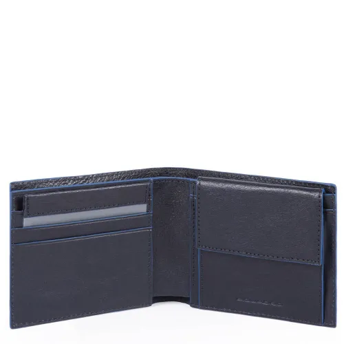 Piquadro Blue Square S Matte Men&apos;s Wallet With Coin Pocket Night Blue