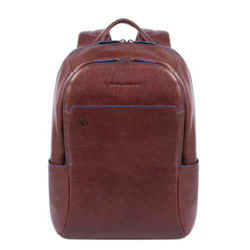 Piquadro Blue Square Small Size Computer Backpack with iPad 10.5" dark brown backpack