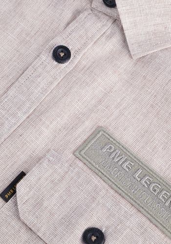 PME Legend Casual overhemd Short Sleeve Shirt CTN Linen FIL A FIL Beige Heren