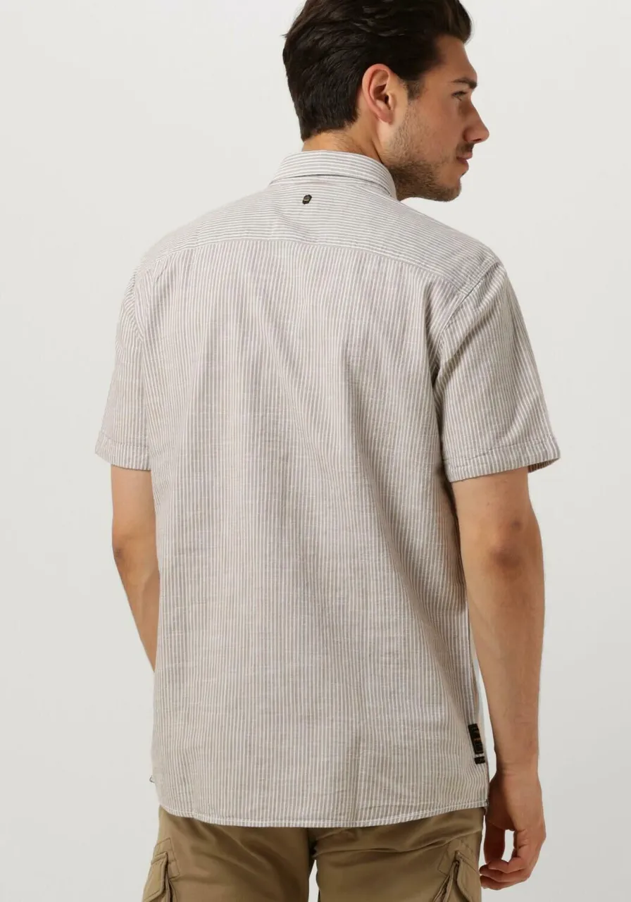 PME LEGEND Heren Hemden Short Sleeve Shirt Yarn Dyed Stripe - Beige