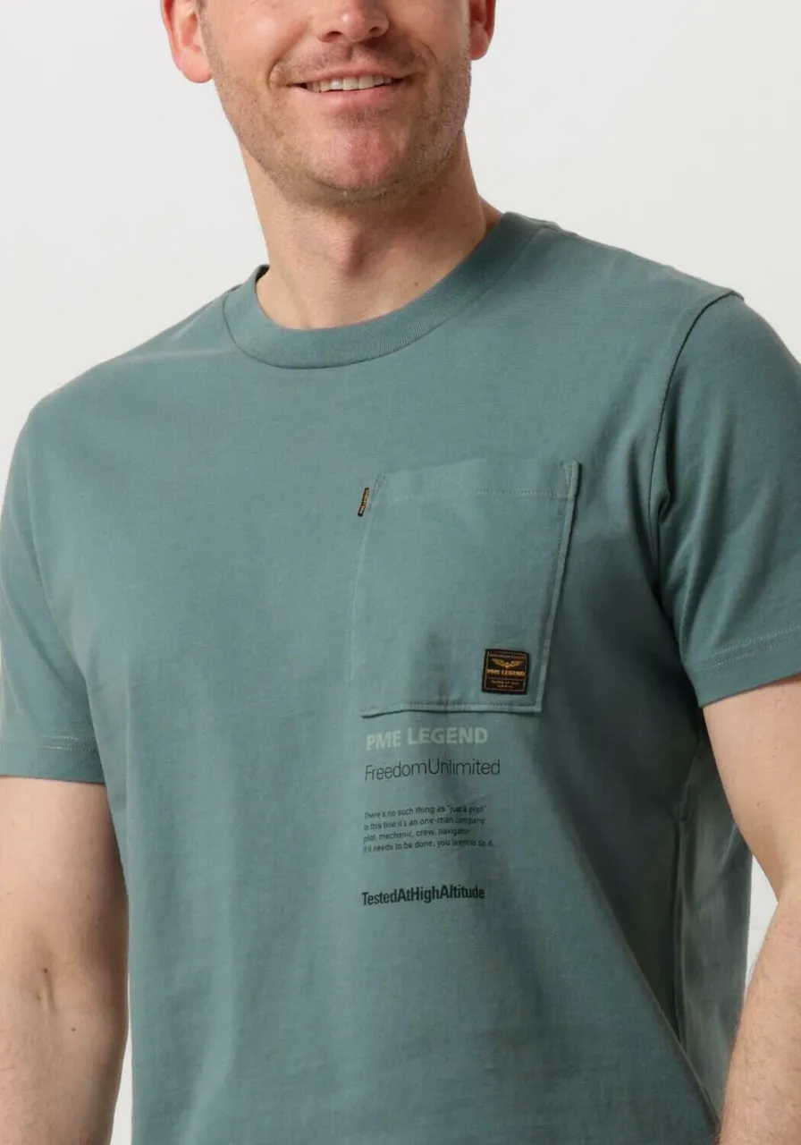 PME LEGEND Heren Polo's & T-shirts Short Sleeve R-neck Play Single Jersey - Groen