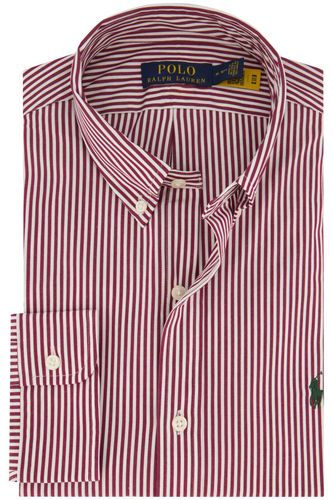 Polo Ralph Lauren casual overhemd Big & Tall rood gestreept katoen normale fit