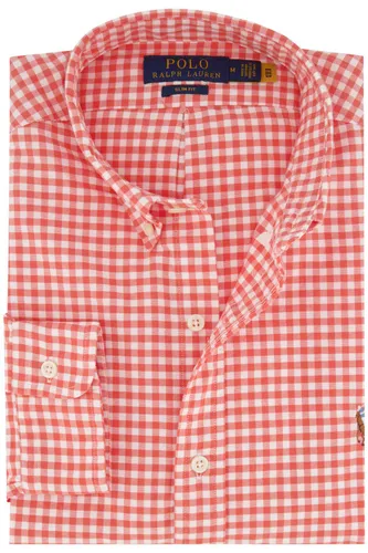 Polo Ralph Lauren casual overhemd met logo Slim Fit rood geruit katoen