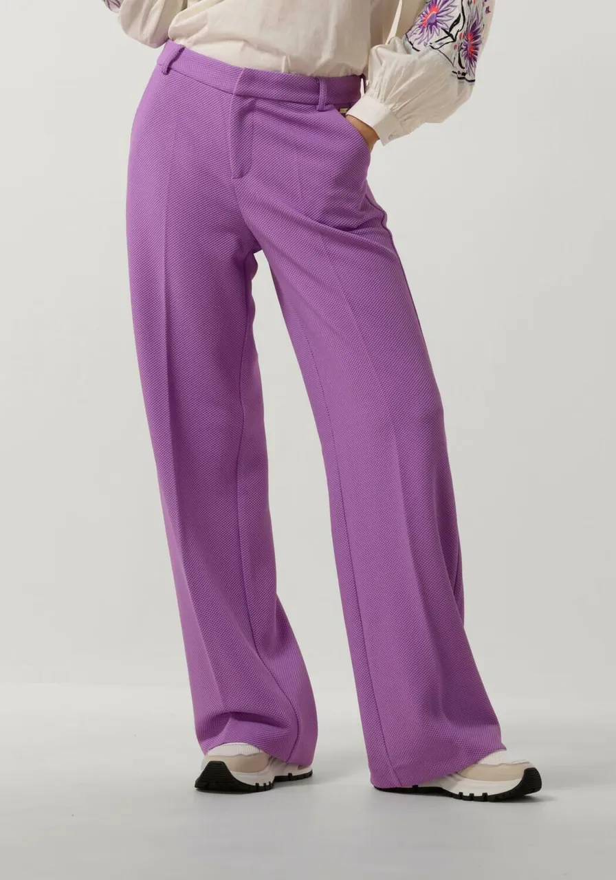 POM AMSTERDAM Dames Broeken Pique Wide Leg Purple Pants - Lila