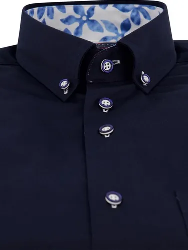Portofino casual overhemd korte mouw donkerblauw
