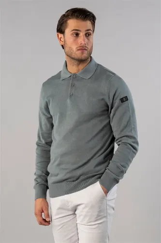 Presly and Sun Heren knitted polo-brad-grijsblauw-S