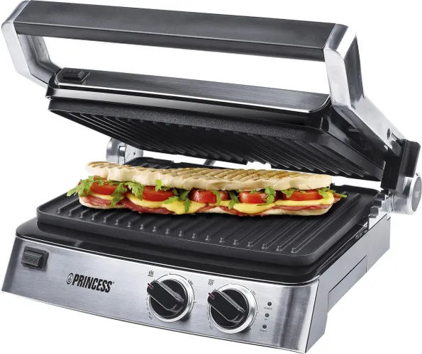 Princess Contactgrill 117300 – Apart instelbare thermostaten – Tosti apparaat - Panini grill - Grill apparaat - Uitneembare platen - Groot bakoppervla...