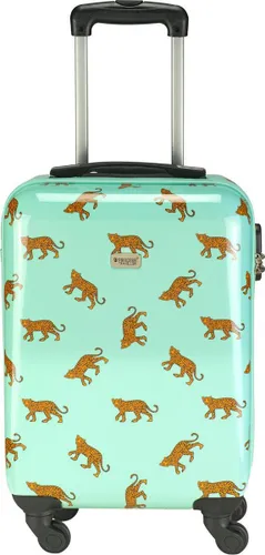 Princess Traveller Trendy Animal collection - Handbagage koffer - Leopard - Mint - 56cm