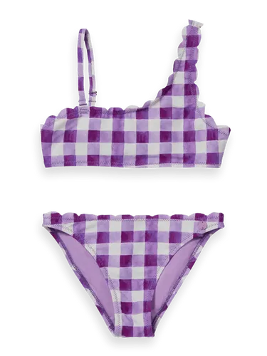 Printed check scallop edge one-shoulder bikini - Maat 8 - Multicolor - Meisje - Zwemkleding - Scotch & Soda