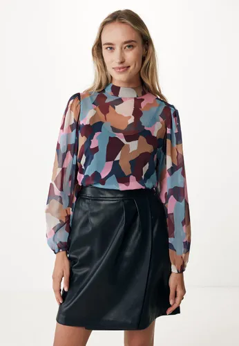 Printed High Neck Blouse Dames - Multicolor