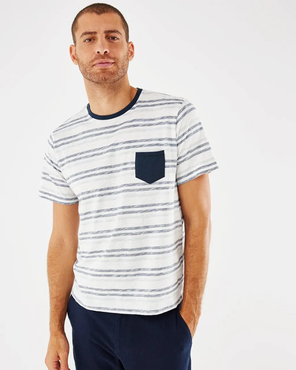 Printed stripe t-shirt navy