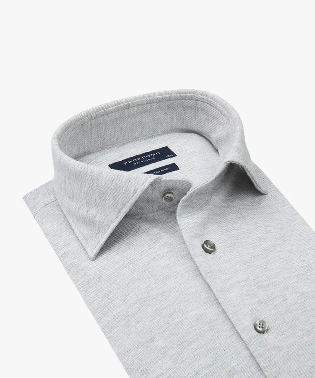 Profuomo Overhemd The Knitted Shirt Grijs Melange   
