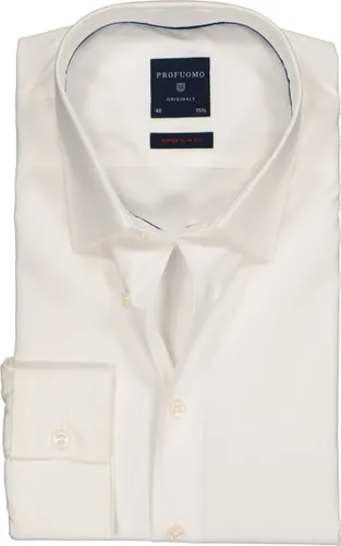 Profuomo super slim fit overhemd - stretch poplin - wit - Strijkvriendelijk - Boordmaat: 38