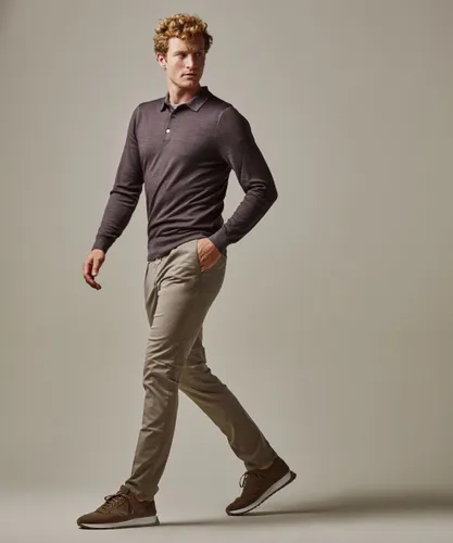 Profuomo Taupe slim fit sportcord chino Heren