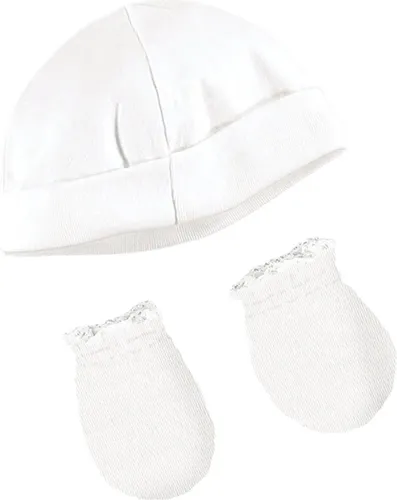 PULL ON HAT AND MITTEN SET (White)