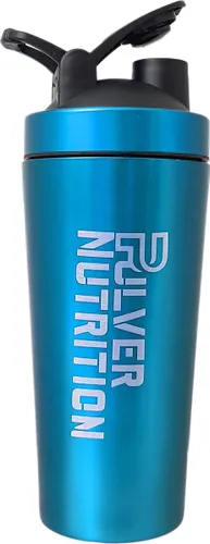 Pulvernutrition RVS Shakebeker - Proteine Shaker - BPA vrij - 700ml tot 1000ml - Blauw - Thermo