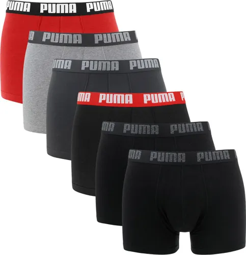 Puma Basic Heren Boxer 6-pack - Grijs/Rood/Zwart