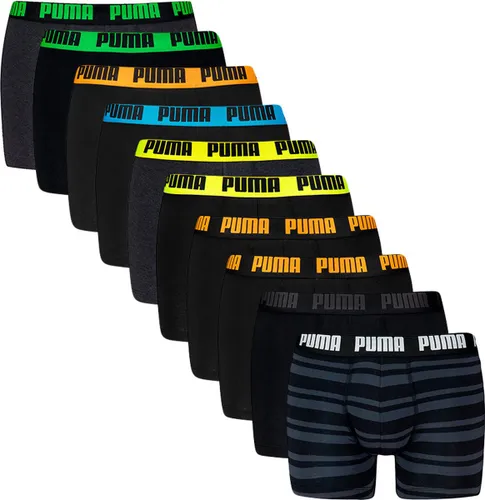 PUMA everyday 10P boxers stripe & solid zwart & grijs - L