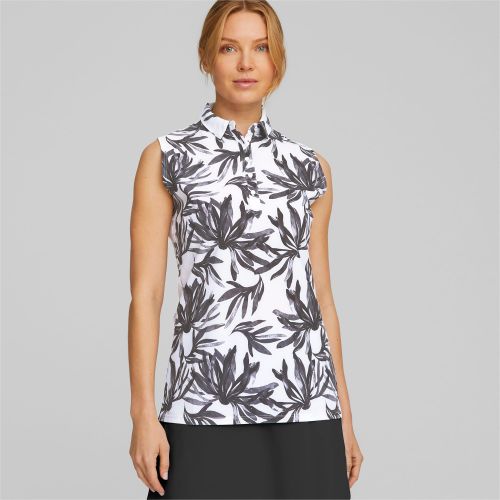 PUMA Palm Sleeveless Golf Polo Shirt voor Dames, Zwart/Wit