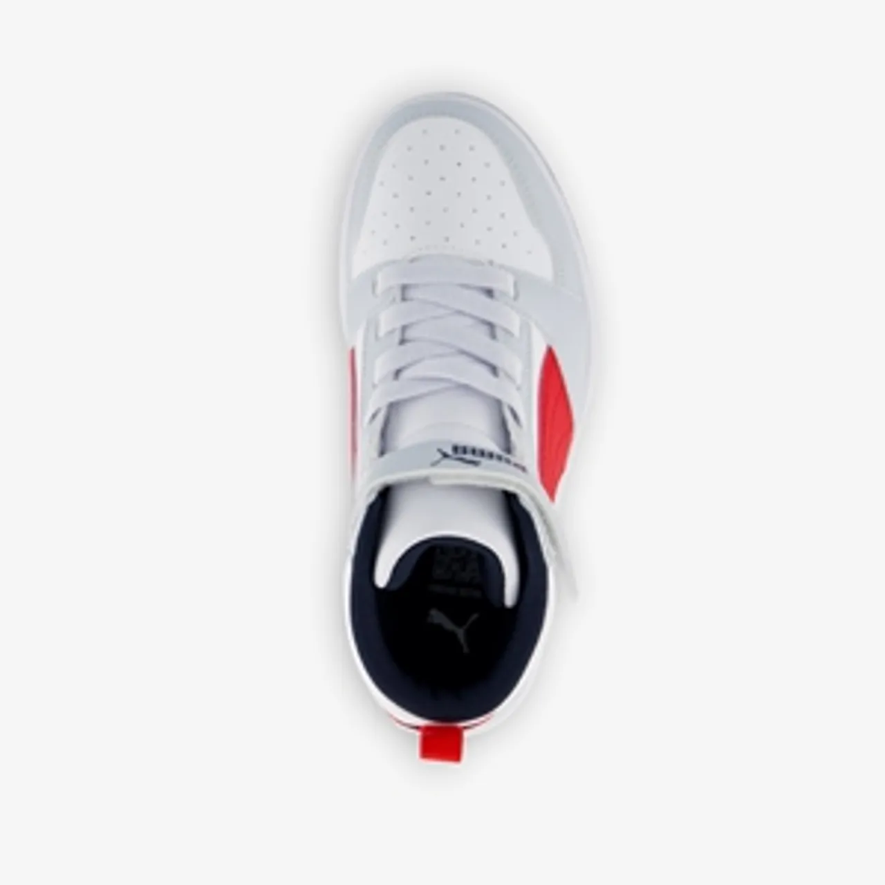 Puma Rebound V6 Mid kinder sneakers wit/rood