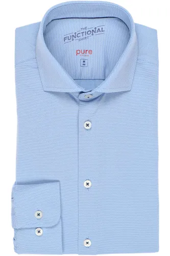 Pure Functional Slim Fit Jersey shirt middenblauw, Effen