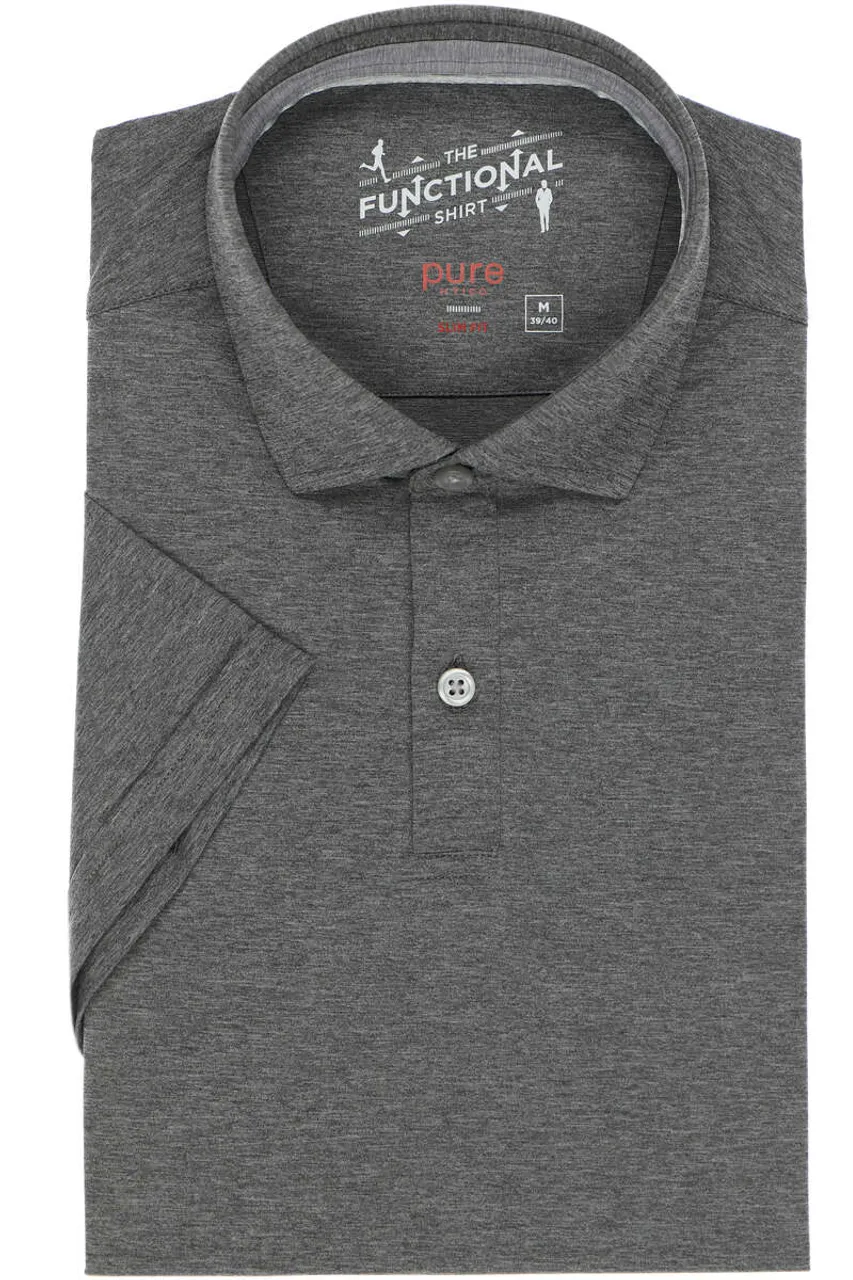Pure Functional Slim Fit Polo shirt Korte mouw grijs