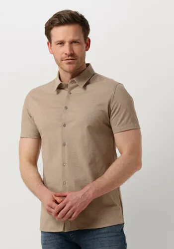 PURE PATH Heren Hemden Pique Shortsleeve Button Up Shirt - Zand