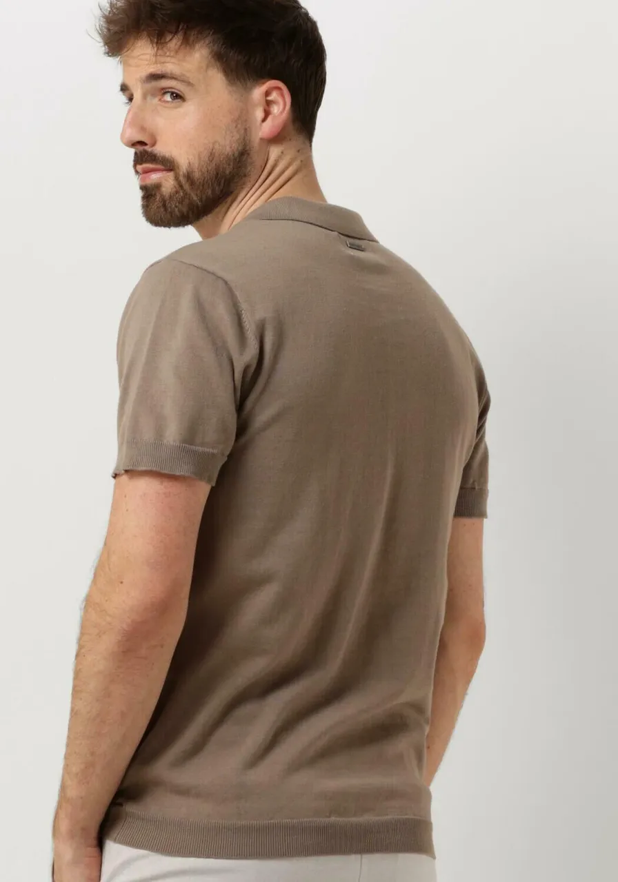 PURE PATH Heren Polo's & T-shirts Knit Polo With Chestprint - Taupe