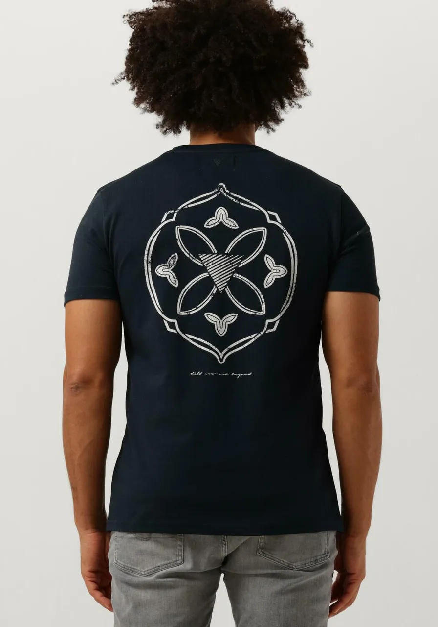 PURE PATH Heren Polo's & T-shirts Tshirt With Front And Back Print - Donkerblauw
