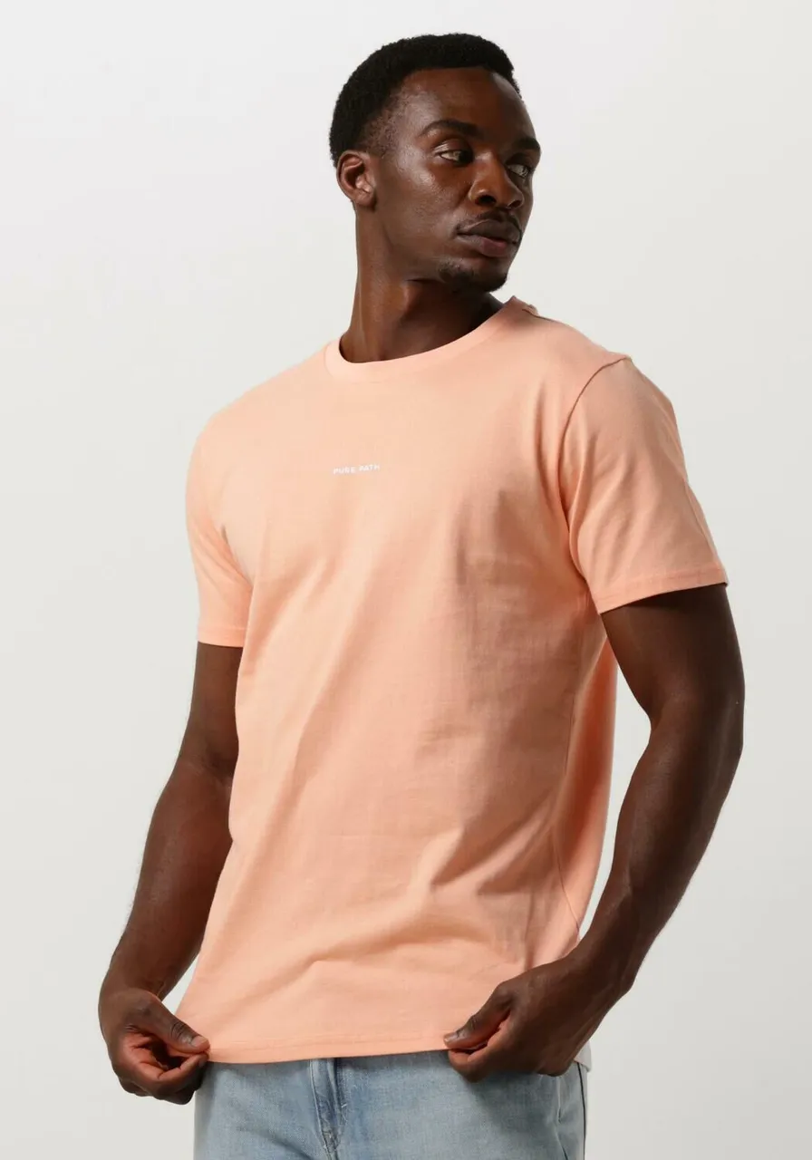 PURE PATH Heren Polo's & T-shirts Tshirt With Front And Back Print - Koraal