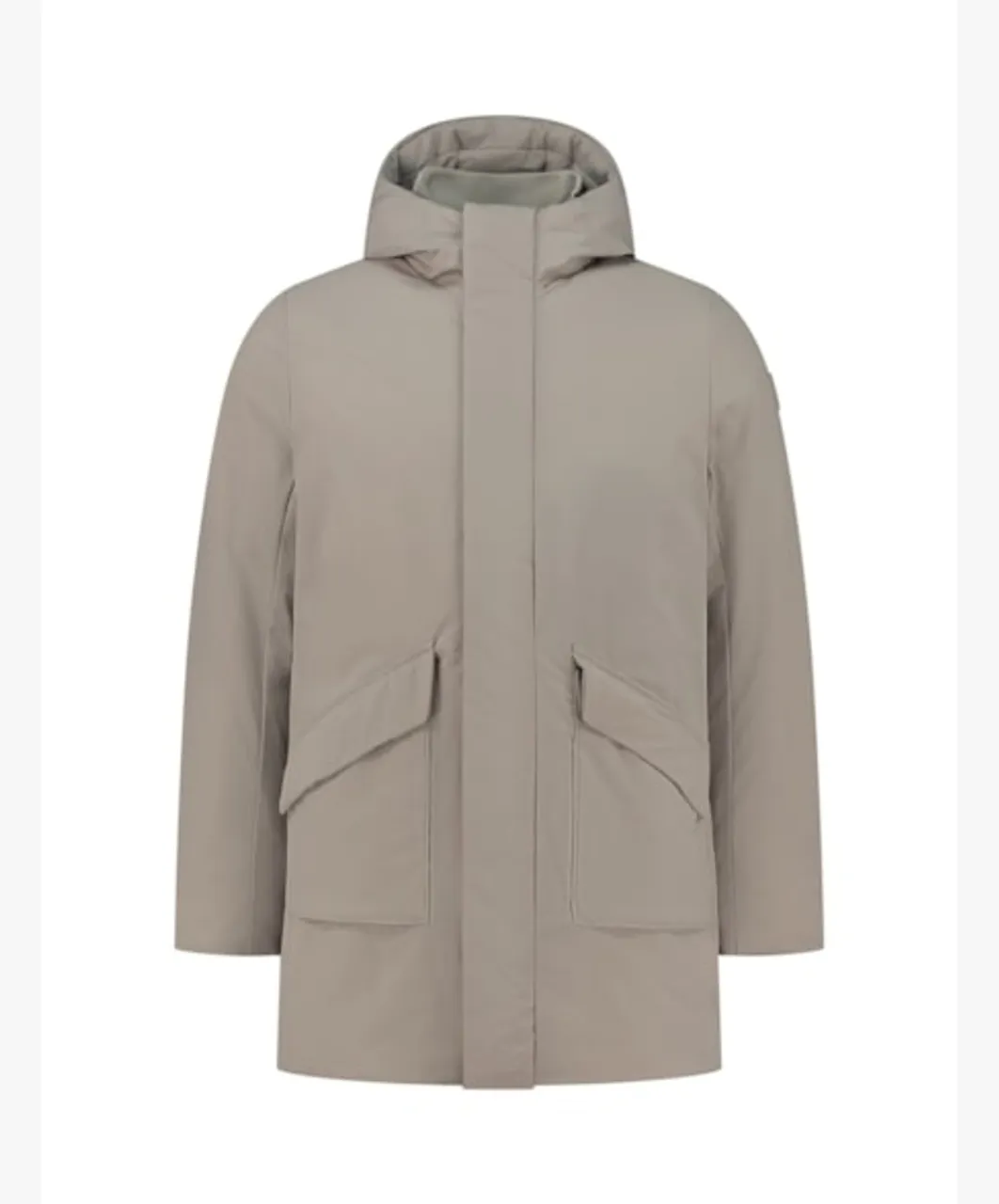 Pure Path Long Parka With Pockets Taupe   