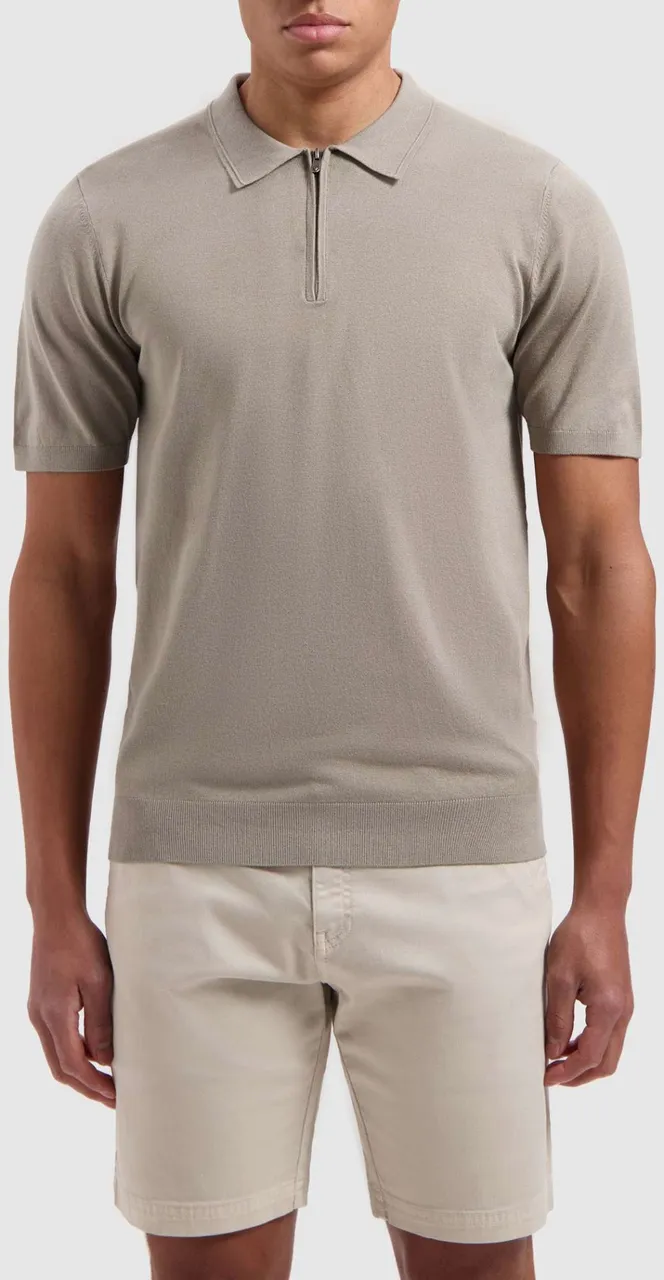 Pure Path Regular fit polo ss knitwear taupe