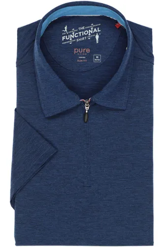 Pure Slim Fit Polo shirt Korte mouw donkerblauw