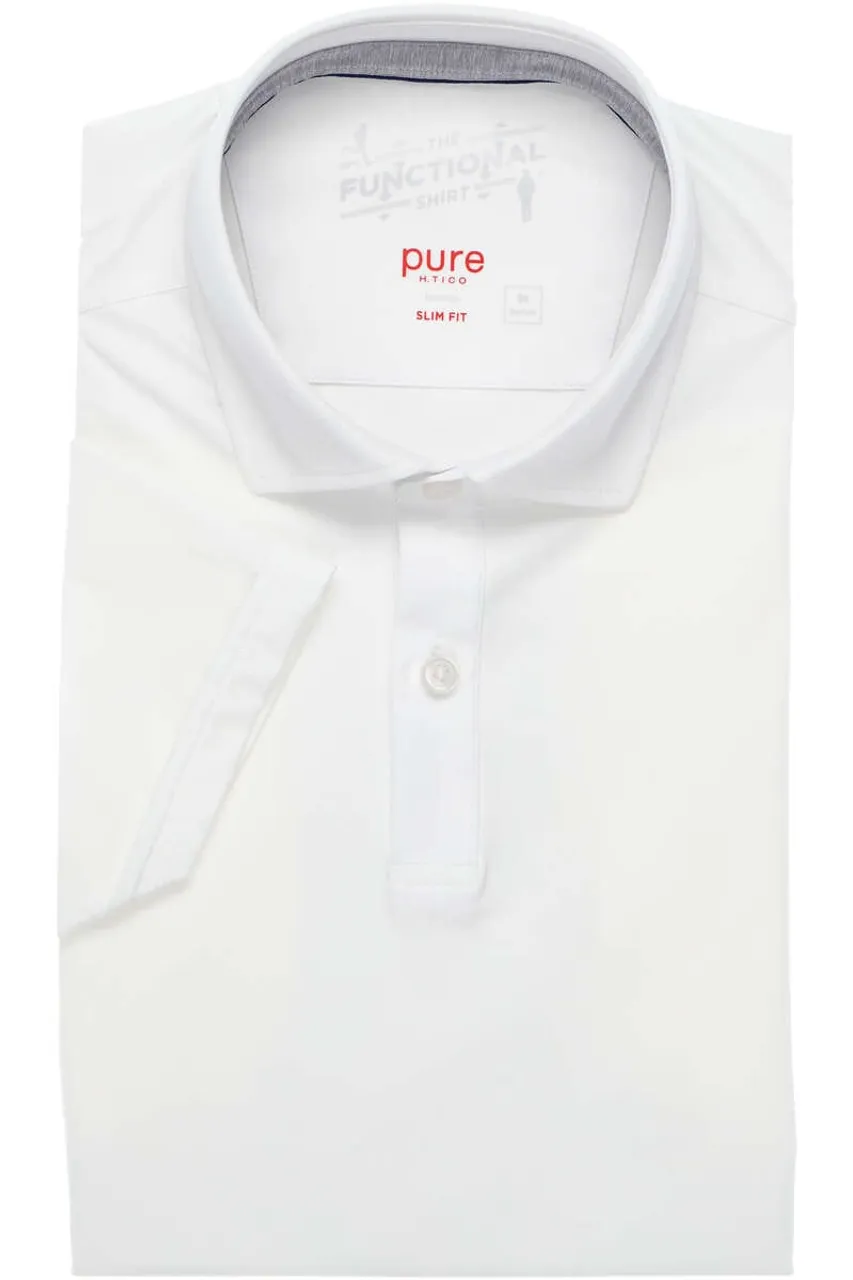Pure Slim Fit Polo shirt Korte mouw wit