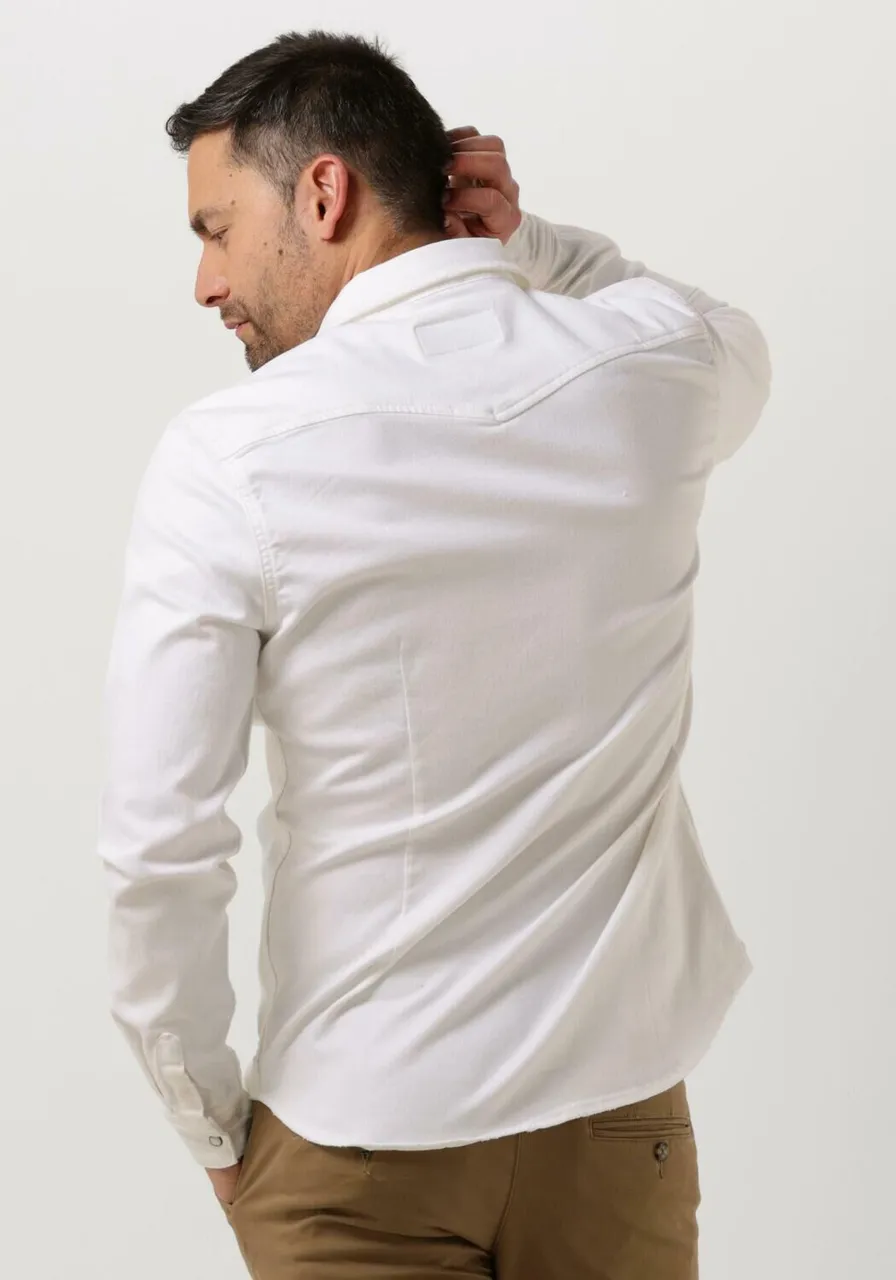 PUREWHITE Heren Hemden Denim Shirt With Pressbuttons And Pockets On Chest - Wit
