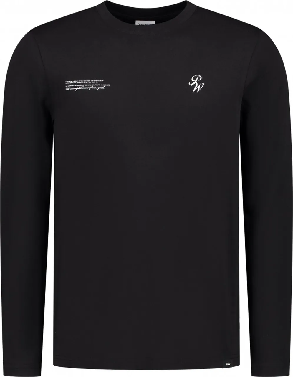Purewhite - Heren Regular fit T-shirts Crewneck LS - Black