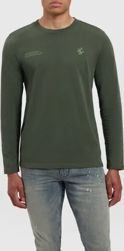 Purewhite - Heren Regular fit T-shirts Crewneck LS - Forest Green